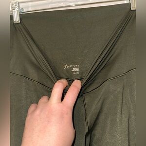 Offline by Aerie olive green, with sparkle/shiny long biker shorts